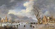 Winter Landscape with Skaters and Flask Players